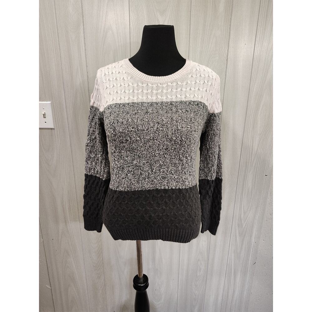 Women's Cable Knit Multicolor Sweater Size L Casual Office Church Teacher